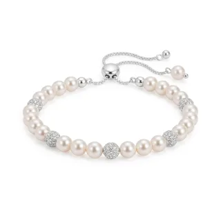 Luxenter Armband aus weißen Perlen mit Silberfinish – Zurgrak