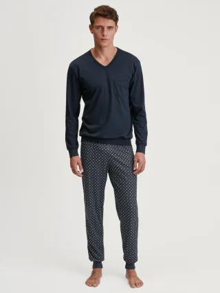 CALIDA - HERREN Pyjama mit Bündchen saphir blue - Gr. - M