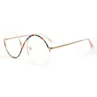 PACIEA Lesebrille Damen Herren Blaulichtfilter S-Form Goldene Metallbügel