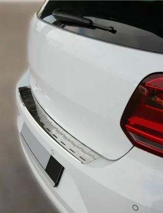 Edelstahl Ladekantenschutz Chrom Stoßstange Schutz Abdeckung mit Abkantung für VW Polo (Typ 6C) ab 04.2014-2017