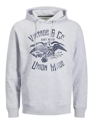 JACK&JONES - JJAARON HOOD SWEAT white melange - Gr. - M