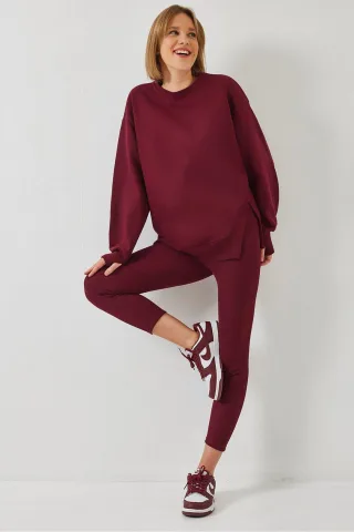 Strick-Knit Capri Aktiv-Set mit Rundhalsausschnitt