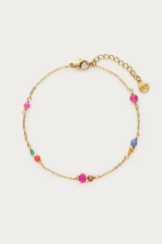My Jewellery - Armband mit rosa und blauen Perlen gold - Gr. - OS