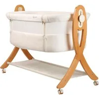 BabyGo Beistellbett SidebySide, weiß/beige, mit Schaukelfunktion