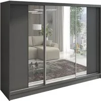A&J MöbelLand GmbH Schiebetürenschrank VIDA 200 cm 3-türig Schrank mit Schubladen und Spiegel (TOP ANGEBOT! Geräumiger Schrank mit einer Breite von 200 cm und Spiegel, ideal zur Aufbewahrung von Kleidung und Accessoires. 3 Schubladen und viel Staurau