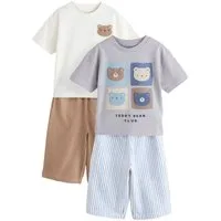 Next T-Shirt & Shorts Kurzarm-T-Shirt und leichte Jogginghose im 2er-Set (4-tlg)