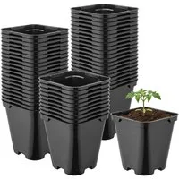 Garronda Blumentopf Kunststoff eckig abgerundet mit Drainagelöchern für Garten GD-0200 (50 St., 50er Set)