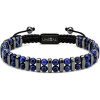 UNIQAL.de Armband DUO Naturstein & Edelstahl (mit markanter Doppelreihe und verstellbarem Makramee-Verschluss, inkl. Schmuckverpackung), unisex, luxuriöse Optik, hochwertige Verarbeitung