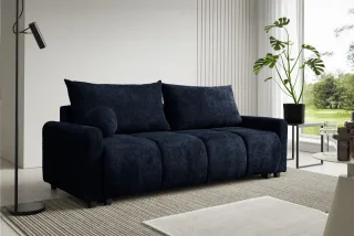 Sofa 3-Sitzer mit Schlaffunktion GIANA Stoff Soft Dunkelblau