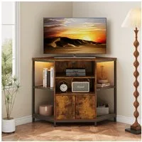 Dripex Lowboard TV Eckschrank mit LED, Industriedesign, 105x50x79 cm, Vintage Braun