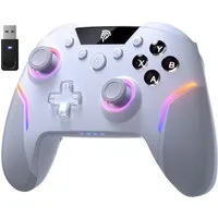 ANYSUN Controller Wireless Gaming Controller mit RGB-Hintergrundbeleuchtung Controller (Bluetooth Controller mit 2 in 1 Trigger & abnehmbare Hall Joystick, & Mechanische Tasten, 6 Achsen Gyro, Kompatibel mit PC/Switch/Handy)