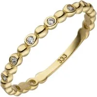 Schmuck Krone Goldring Kugelring mit 11 Zirkonia, 333 Gelbgold, Gold 333