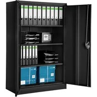 tectake Aktenschrank Abschließbarer Schrank mit höhenverstellbaren Böden (Schreibtischschrank, 1-St., in schwarz) Hochwertiger Stahl, stabiler Stand