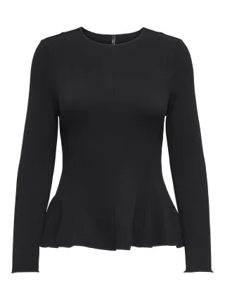 ONLY - ONLKENYA L/S PEPLUM TOP JRS NOOS Black - Gr. - XS
