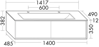 Burgbad Keramik-Waschtisch+Wtu Uomo Preisgruppe 1 Eiche Dekor Nachtschwarz/Taupe, SHNL142F7459C0040 SHNL142F7459C0040