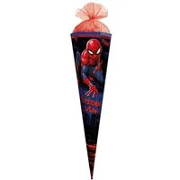 Roth Schultüte Marvel Spiderman, 85cm, eckig, mit Rot(h)-Spitze, rotem Tüll und Spezialborte