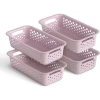 Pro Home Aufbewahrungskorb Modularer Kunststoffkorb Kunststoff Box (4 St), Aufbewahrungsbox mit Griffen - BPA-Frei - Organizer Körbchen Bad Küche