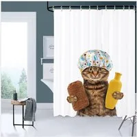 Sanilo Duschvorhang Shower Cat 180 x 200 cm, 100% wasserdicht, Anti-Schimmel-Effekt, hochwertige Qualität