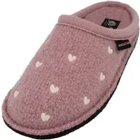Haflinger Flair Valentine Pantoffeln aus gewalkter Wolle Herzmotiv Unisex Hausschuh