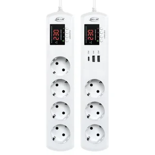 Adjustable Voltage And Current Protective Extension Socket AC USB Outlets 1.5M Cord 3200W 16A 140-300V Real-Time Display