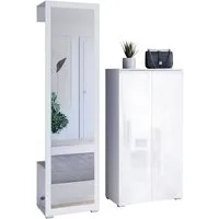 OTTO home Garderoben-Set PARIS/ TOKYO, (Komplett-Set, 2-St), Garderoben-Set Breite 130cm, moderne grifflose Flurmöbel Kleiderstange