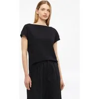 s.Oliver Kurzarmshirt T-Shirt T-Shirt in Flammgarnstruktur mit U-Boot-Ausschnitt