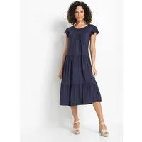 bonprix Midikleid für den Alltag, aus Viskose, A-Linie, mit Knopfverschluss im Nacken