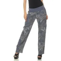 malito more than fashion Leinenhose malito Damen Hose aus Leinen, Stoffhose mit Jungle Print, Freizeitho Hose aus Leinen mit Jungle Print