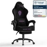 Huracan Gaming-Stuhl Massage Gaming Sessel mit Fußstütze 90-135° Rückenlehne einstellbar, Bürostuhl Ergonomisch,Verstellbarem Lenden- & Kopfkissen,mit Fußstütze