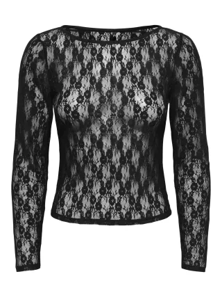 ONLY - ONLNIKITA L/S BOATNECK LACE TOP BOX JRS Black - Gr. - M