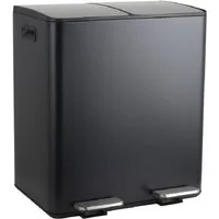 spirella Mülltrennsystem ALIYA, 2 Kammern Abfall Treteimer XL, 40 L, Softclose Absenkautomatik, herausnehmbare Innenbehälter, Anti-Fingerprint Oberfläche, Stahl matt-satiniert, für Küche, Büro, Hauswirtschaftsraum, 2 x 20 L, schwarz