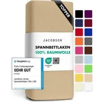 Jacobson Spannbettlaken TOPPER aus 100% Baumwolle, Jersey Bettlaken 160 g/m², Spannbetttuch mit Gummizug, pflegeleicht & viele Farben