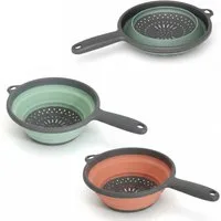 LS-LebenStil Küchensieb Flexibles Abtropfsieb Nudelsieb 36x19cm Sieb faltbar mit Griff, Kunsstoff, (Silikon Plastiksieb für Camping Obst Gemüse Pasta Nudeln, 1-St., Kunststoffsieb Seiher mit Löchern zum Aufhängen in der Küche), Küchenhelfer Küchenute