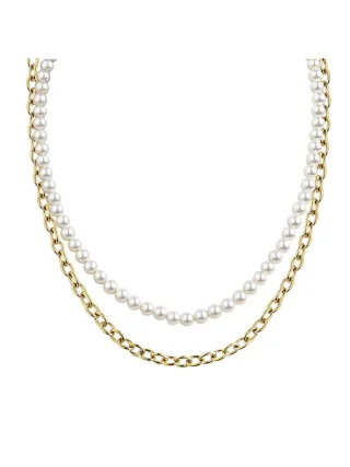 Zeeme Stainless Steel Collier Edelstahl/PVD gelb Perlen