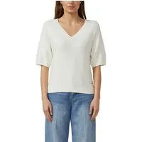 s.Oliver Strickpullover Kurzarm-Strickpullover mit V-Ausschnitt