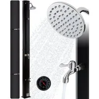 Arebos Solardusche 35 L Solar-Gartendusche mit, Thermometer & Fußdusche (Komplett-Set, Gold/Silber/Schwarz), inkl. Abdeckhaube