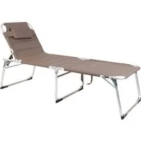 LEX Gartenliege XXL Sonnenliege Dreibeinliege Gartenliege Taupe gepolstert