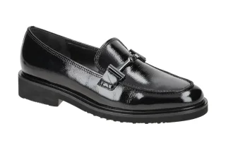 Gabor 35.211.97 Damen Slipper Halbschuhe schwarz Lack Leder altsilber