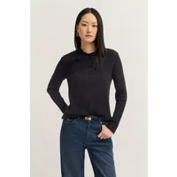 bugatti Polokragenpullover Kaschmir-Mix aus Rippstrick mit Knopfleiste