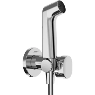 hansgrohe Bidette Duschkopf 29232000 1 Strahlart S wassersparend für Warmwasser mit Duschkopfhalterung und Duschschlauch 125 cm, chrom