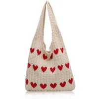 FOUORTUNATE-BEE Schultertasche Gestrickte Schultertasche Gehäkelte Tasche Damen Gestrickte Tasche (Leichte Strick-Tote Tasche Umhängetasche)