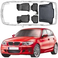 Trimak Passform-Fußmatten Oder Kofferraumwanne Oder Set kompatibel mit BMW 1 Series, BMW 1'er E87 2004-2013 Gummimatten Auto & Kofferraummatte