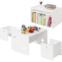 Woltu Kindersitzgruppe, Multifunktions Möbelset, Kinder Tisch Stuhl Set, Weiß