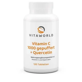 Vitaworld Vitamin C 1000 gepuffert + Quercetin | 120 Tabletten | magenschonend | hochdosiert | vegan