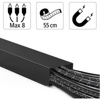 Hama Kabelkanal Metall Kabelkanal 0,55m Kabelleiste Magnetisch (Set, 1x Kabelkanal + Zubehör), Magnet Leitungskanal Kabel Kanal Schreibtisch Büro Wand Boden PC TV