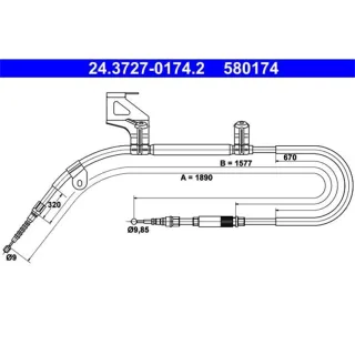 ATE Handbremsseil hinten links VW Passat 3B