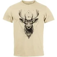 Neverless Print-Shirt Herren T-Shirt Hirsch Trachtenshirt Tiermotiv WildTier Abstrakt mit Print