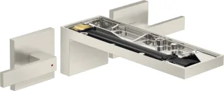 Hansgrohe 3-Loch Waschtischarmatur AxMyEdition F-Set Wandmontage o.Platte, edelstahl, 47082800 47082800