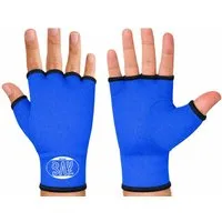 BAY-Sports Boxbandagen Innenhandschuhe Boxbandagen Handbandagen Boxen Kickboxen MMA blau (Paar, Paar), Halbfinger-Design zum schnellen Hineinschlüpfen - mehr Stabilität