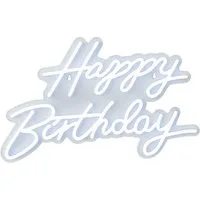 relaxdays Deko-Schriftzug LED Schild Happy Birthday, kaltweiß